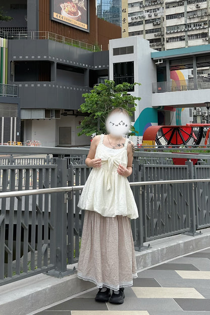 立體格紋拼紗裙（小個子ok）
