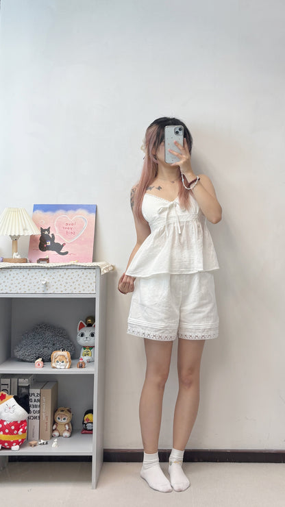 棉麻吊帶睡衫set裝 T00102