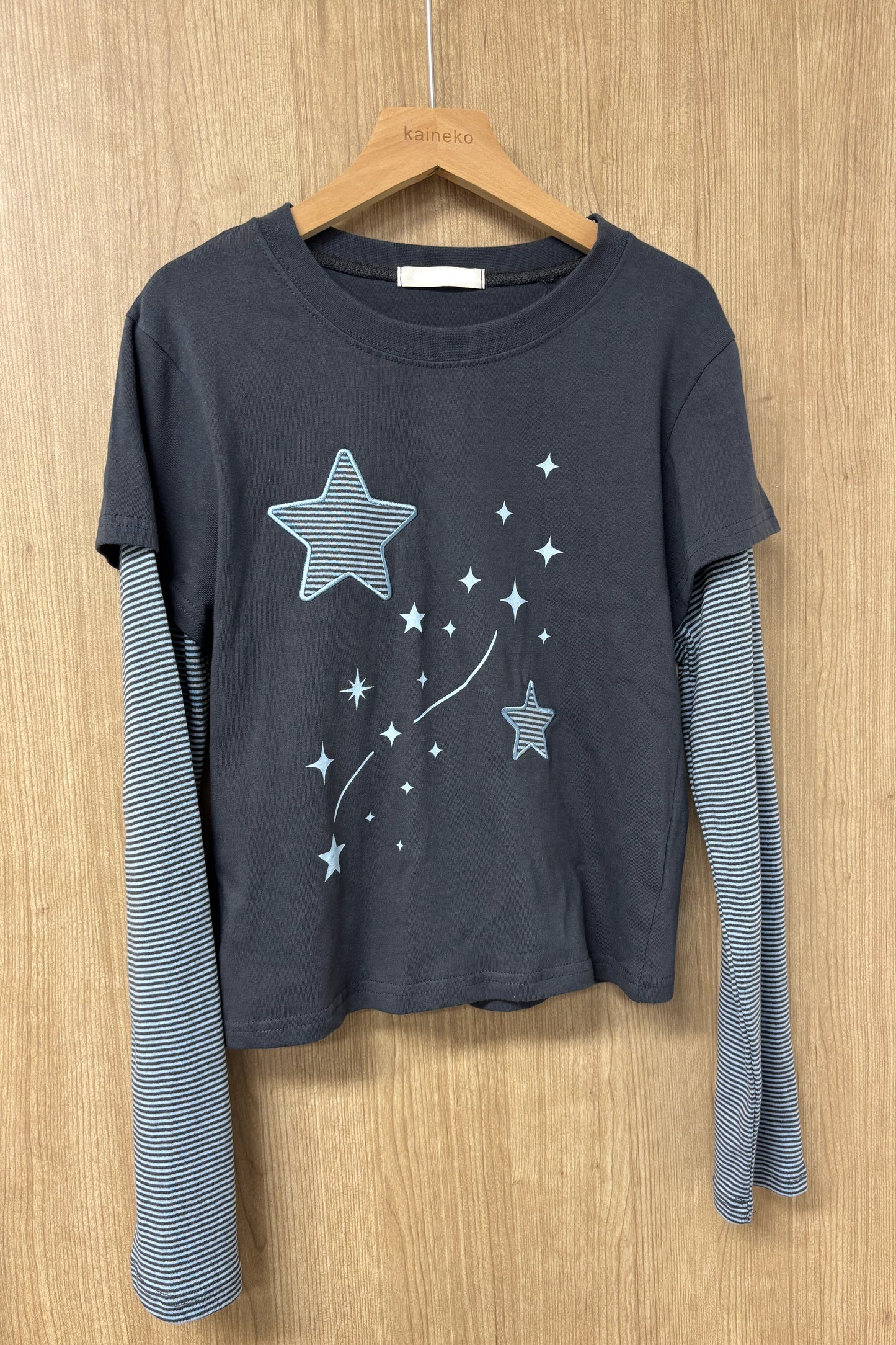 星星拼貼假兩件TOP T00214