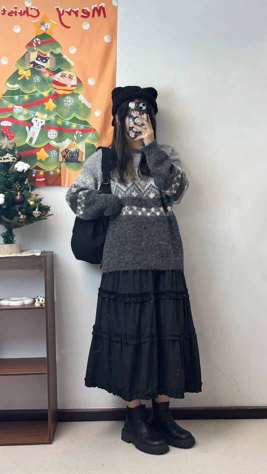 冬日雪花oversize針織 T00056