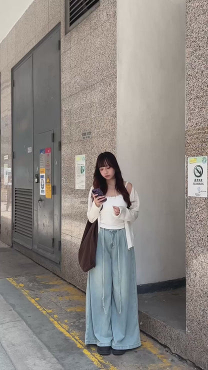 後橡筋慵懶輕薄闊腿褲 S00201