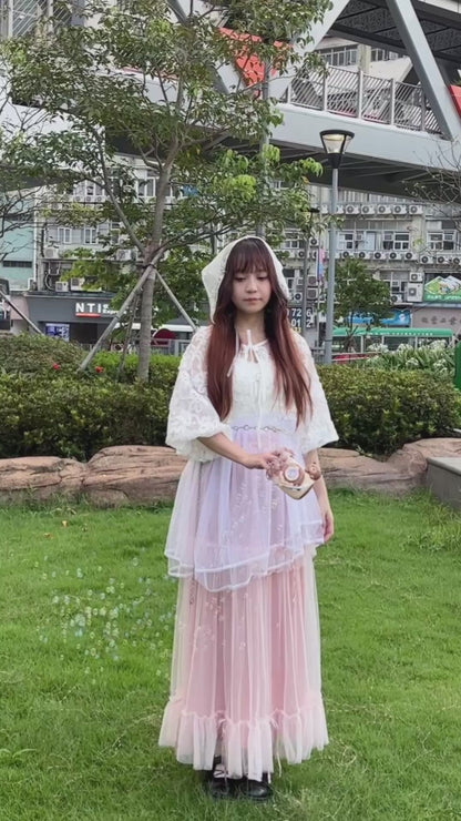 夢幻細絲帶蝴蝶結紗紗裙