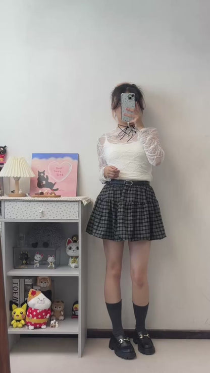 格紋lace打底 T00137
