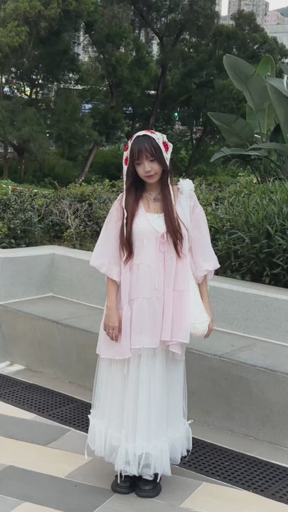 夢幻細絲帶蝴蝶結紗紗裙