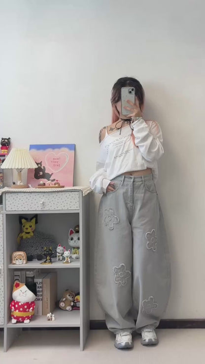 立體花花彎刀褲 S00111