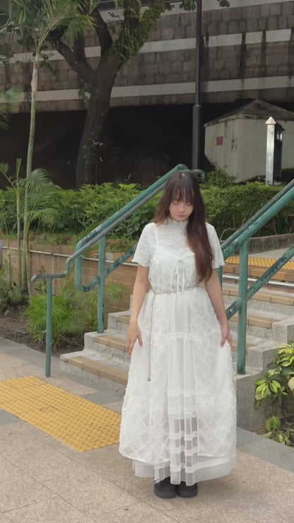 滑捋捋菱格綁帶長外搭