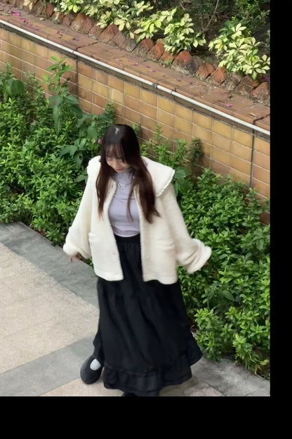 娃娃領毛毛外套 C00047