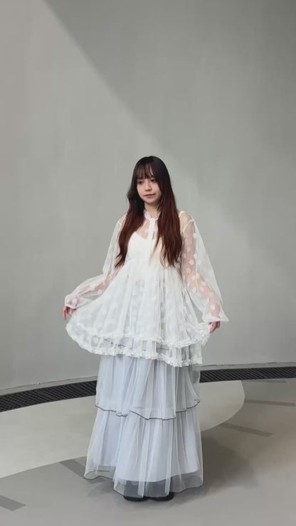 透明感花花網紗外套 S00169