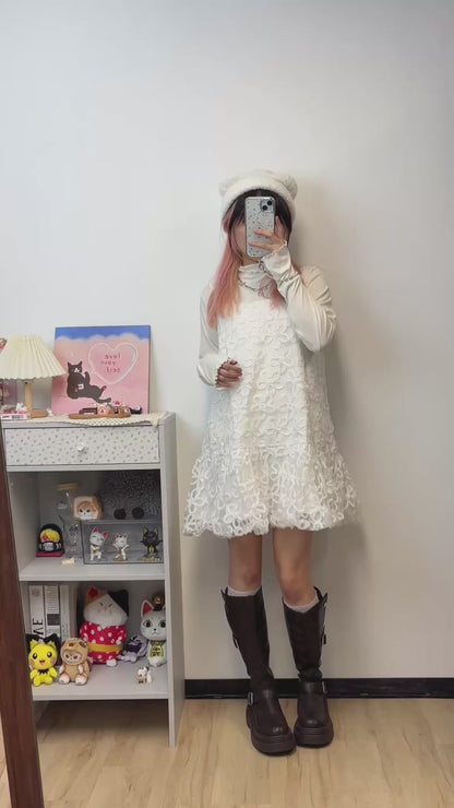 立體花花花苞連身裙 S00147