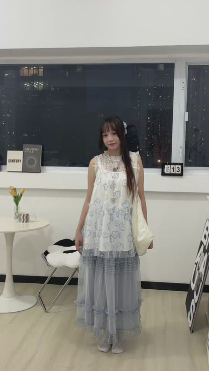 雞蛋花拼紗裙