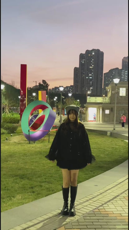 拼紗羽毛外套 C00042