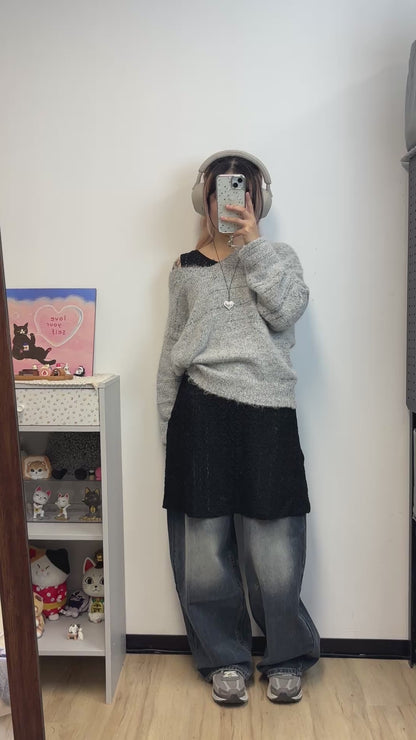 混色V領冷衫 T00179